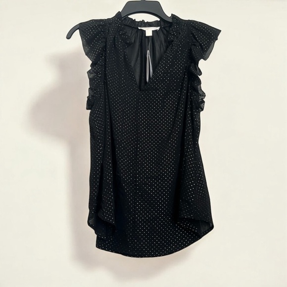 🌹NWT:MICHAEL Michael Kors Dewdrop Chiffon Ruffle Top - Picture 6 of 10